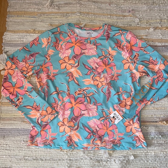 NWT Roxy Blue Pink and Orange Long Sleeve Rashgaurd Size XXL - Picture 2 of 6